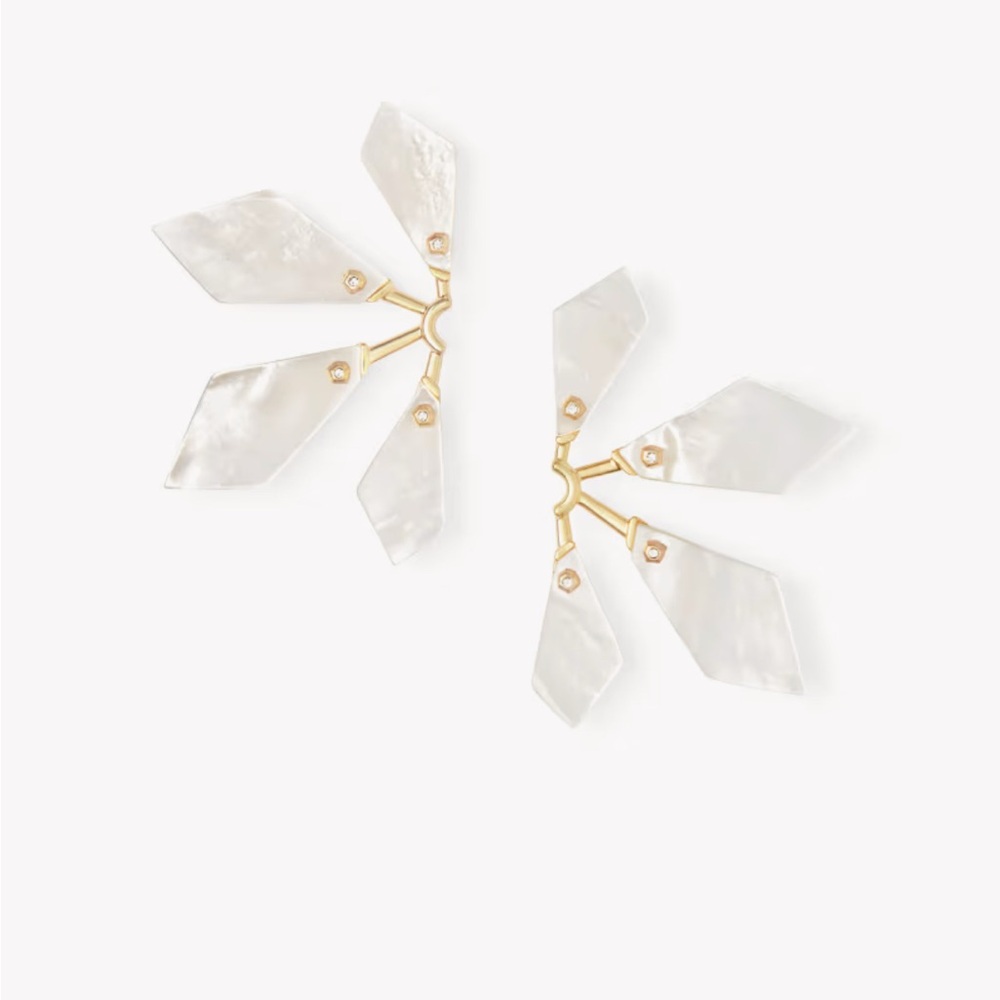 Kendra Scott Malika Gold Statement Earrings in Ivory Mother-of-Pearl